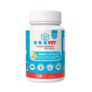 UBAVET Omega-3 Capsules 1000 mg – Skin, Coat & General Health Support for Dogs & Cats (120 ct)