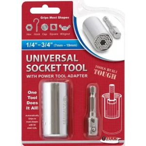 Universal Socket Tool With Power Tool Adapter 1/4"-3/4"