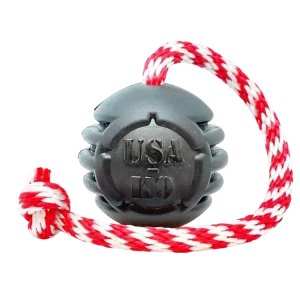 USA-K9 Magnum Black Stars and Stripes Ultra-Durable Rubber Chew Toy, Reward Toy, Tug Toy, and Retrieving Toy