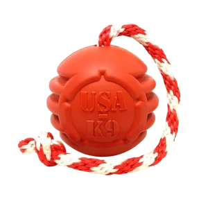 USA-K9 Stars and Stripes Ultra-Durable Durable Rubber Chew Toy, Reward Toy, Tug Toy, and Retrieving Toy