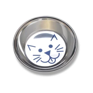 Van Ness Decorated Stainless Steel Saucer Cat Dish - 8 oz