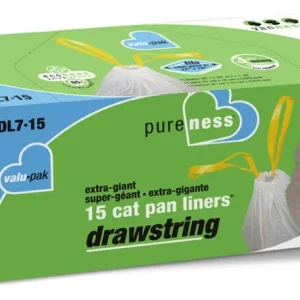 Van Ness Plastics Drawstring Cat Pan Liner White Extra-Giant, 15-Count