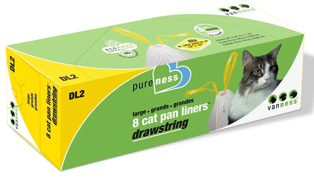 Van Ness Plastics Drawstring Cat Pan Liner White Large, 8-Count