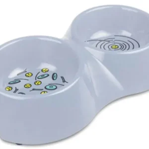Van Ness Plastics EcoWare Bamboo Double Dish for Dogs Assorted, 32 oz, Large