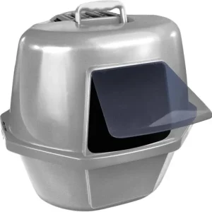 Van Ness Plastics Enclosed Corner Cat Litter Box Silver Large