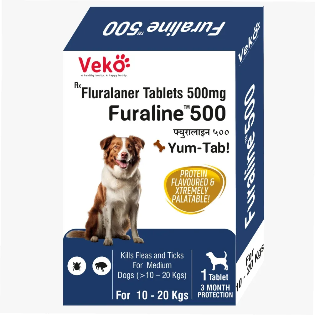 Veko Furaline Fluralaner 500mg Chewable Tick & Flea Tablets for Medium Dogs (10 to 20kg)