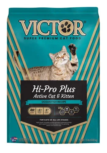 Victor Hi-Pro Plus Active Cat & Kitten Dry Cat Food - Ocean Fish, 15 lb