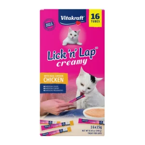 Vitakraft Lick N Lap Creamy Cat Treat Chicken, 8.4 oz each, Case of 16