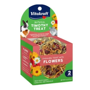 Vitakraft Natural Timothy Treat with Flowers Small An Flowers, 4 oz each, Case of 2