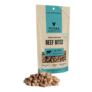 Vital Essentials Dog Freeze-Dried Dog Treat Bites Beef, 2.5 oz