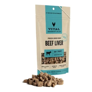 Vital Essentials Dog Freeze-Dried Grain-Free Beef Liver Dog Treats, 2.1 oz