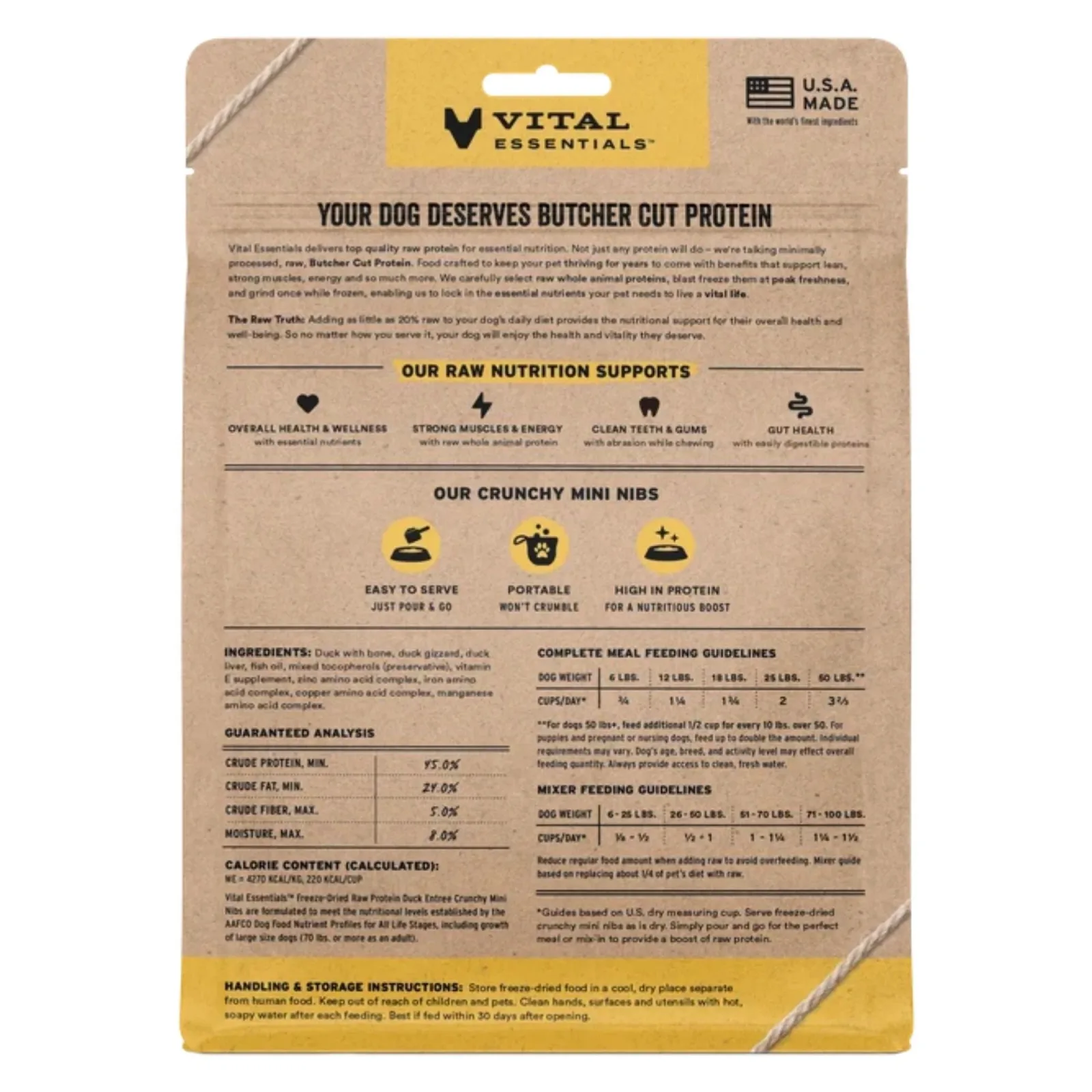 Vital Essentials Dog Freeze-Dried Raw Grain-Free Duck Entree Mini Nibs, 14 oz - Image 2