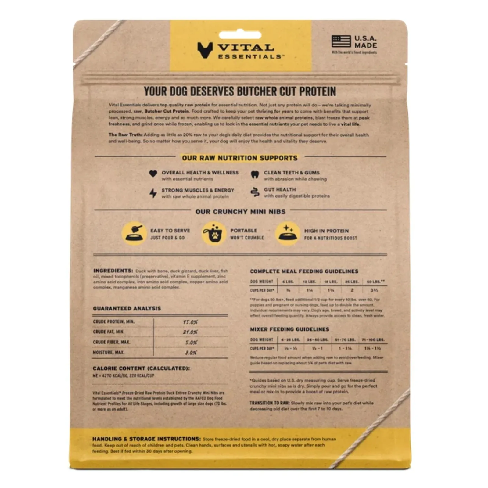 Vital Essentials Dog Freeze-Dried Raw Grain-Free Duck Entree Mini Nibs, 25 oz - Image 2