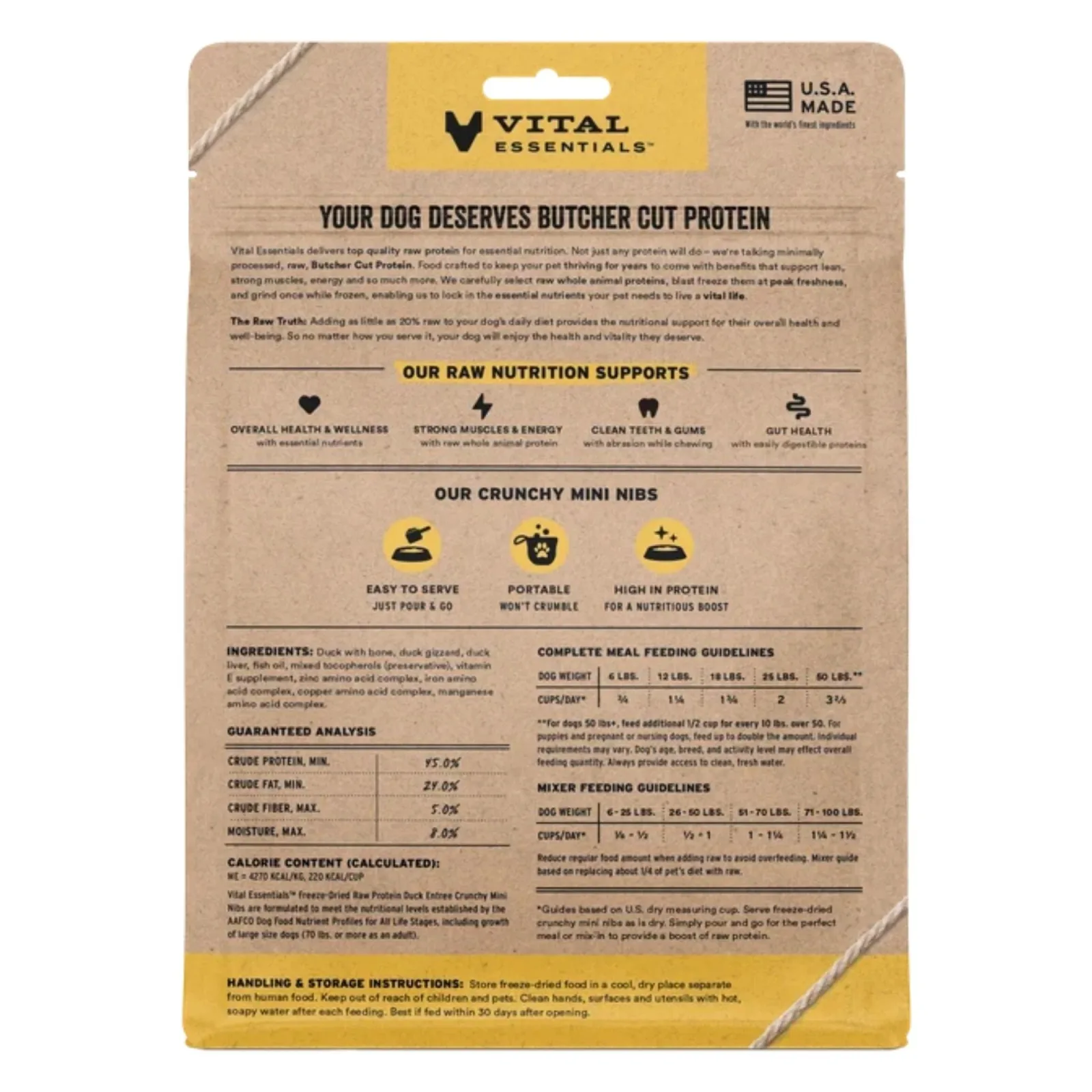 Vital Essentials Dog Freeze-Dried Raw Grain-Free Duck Entree Mini Nibs, 5.5 oz - Image 2