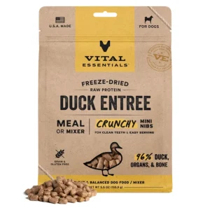 Vital Essentials Dog Freeze-Dried Raw Grain-Free Duck Entree Mini Nibs, 5.5 oz