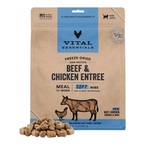 Vital Essentials Freeze-Dried Raw Beef & Chicken Soft Nibs Cat Treats & Mixer 12 oz