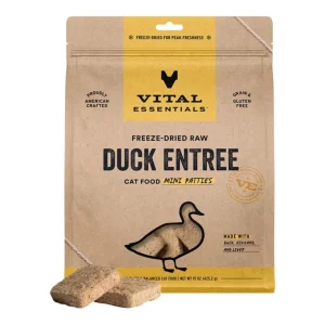 Vital Essentials Freeze-Dried Raw Duck Mini Patties Cat Food - Grain-Free, 15 oz