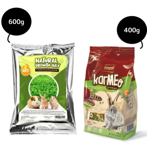 Vitapol Karma Food for Rabbits and Boltz Natural Growth Hay for Rabbits,Guinea Pigs and Hamsters Combo