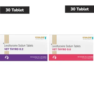 Vivaldis Vet Thyro Tablets 0.2 mg (30 Tabs) and Vet Thyro 0.6 mg (30 Tabs) for Dogs and Cats Combo