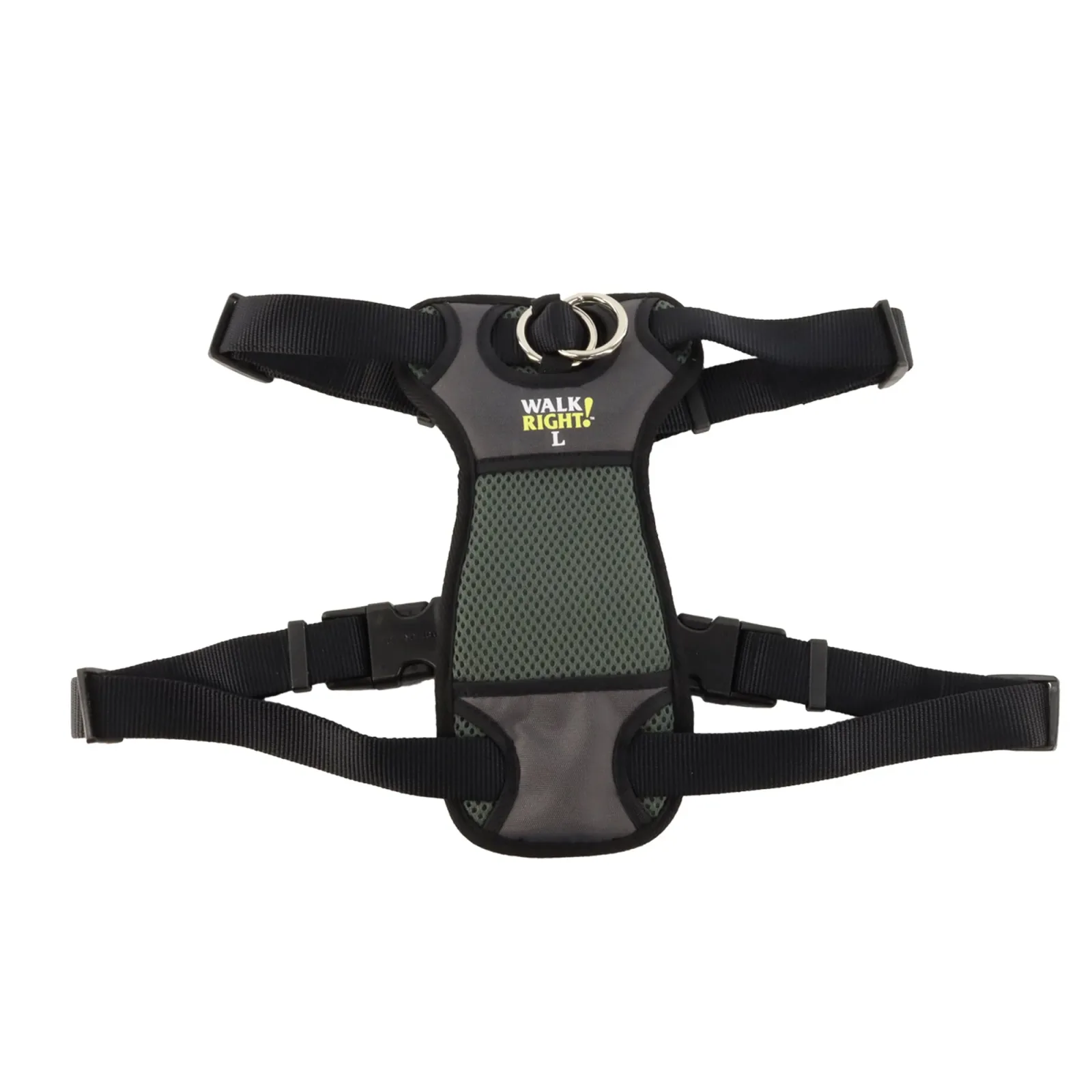 Walk Right Front-Connect Padded Dog Harness, Black, Large, 26-38 in
