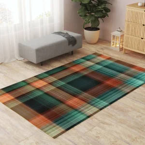 Washable Pet Playpen Floor Mat Rug, Green Flannel