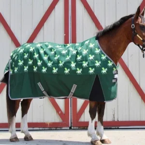 Waterproof Pony Turnout Blanket - 220 g Medium Weight Winter Blanket with Fun Horse Print