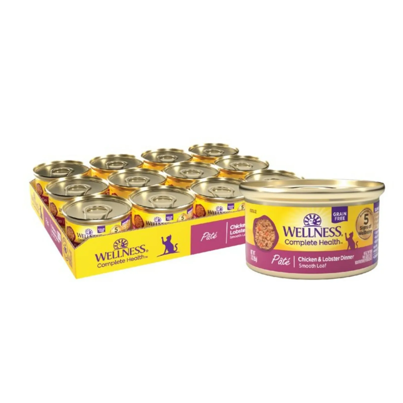 Wellness Cat Complete Health Grain-free Chicken Lobster Pate, 3 oz each, Case of 24