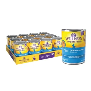 Wellness Complete Health Grain-Free Wet Cat Food - Chicken & Herring Pate, 12.5 oz each, Case of 12