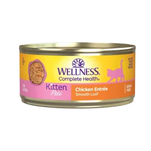 Wellness Complete Health Grain-Free Wet Kitten Wet Cat Food - Chicken Pate, 5.5 oz each, Case of 24