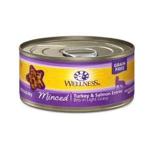 Wellness Complete Health Minced Turkey & Salmon Entrée Wet Cat Food, 5.5 oz each, Case of 24