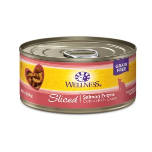 Wellness Complete Health Sliced Salmon Entree Wet Cat Food, 5.5 oz each, Case of 24