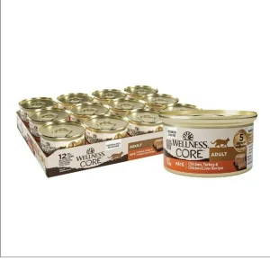Wellness CORE Chicken, Turkey & Chicken Liver Pate Wet Cat Food, 3 oz, 12 ct