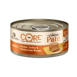 Wellness CORE Chicken, Turkey & Chicken Liver Pate Wet Cat Food, 5.5 oz each, Case of 24