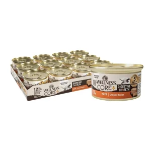Wellness CORE Digestive Health Chicken Pate Grain-Free Wet Cat Food, 3 oz, 12 ct