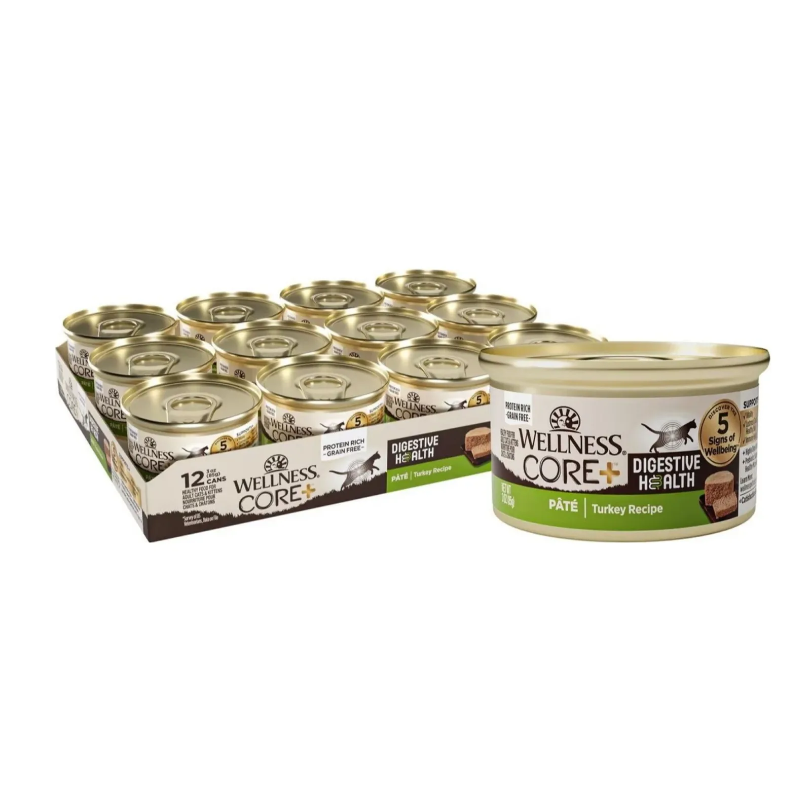 Wellness CORE Digestive Health Grain-Free Wet Cat Food - Turkey Pate, 3 oz, 12 ct