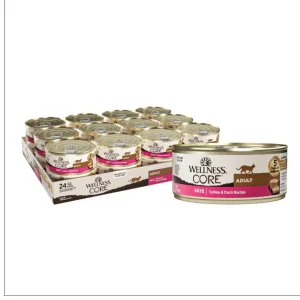 Wellness CORE Grain-Free Wet Cat Food - Turkey and Duck Pate, 5.5 oz each, Case of 24