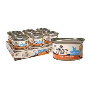 Wellness CORE+ Hairball Wet Cat Food - Chicken and Tuna Grain-Free Pate, 2.8 oz, 12 ct