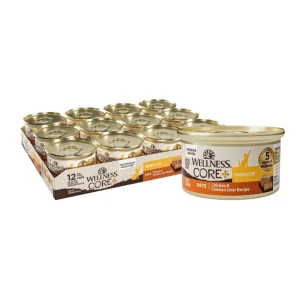 Wellness CORE Indoor Grain-Free Wet Cat Food - Chicken and Chicken Liver Pate, 3 oz, 12 ct