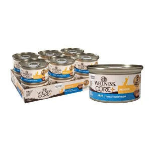Wellness CORE+ Indoor Wet Cat Food - Tuna and Tilapia Grain-Free Pate, 2.8 oz, 12 ct