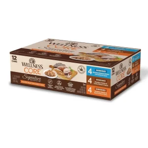 Wellness CORE Signature Selects Cat Poultry Variety Pack - Shredded Wet Cat Food, 5.3 oz each, Case of 12