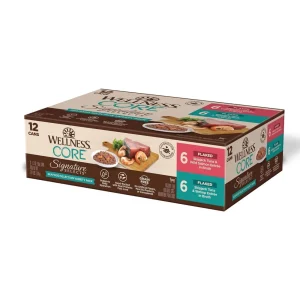 Wellness CORE Signature Selects Cat Seafood Variety Pack - Flaked Wet Cat Food, 5.3 oz each, Case of 12