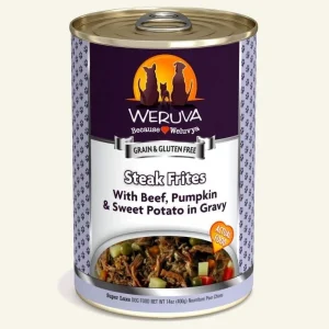 Weruva Dog Steak Frites With Beef, Pumpkin And Sweet Potato in Gravy, 14 oz each, Case of 12