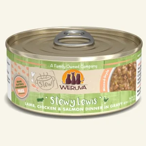 Weruva Stewy Lewis Lamb, Chicken & Salmon Dinner in Gravy Wet Cat Food, 5.5 oz. 8 ct