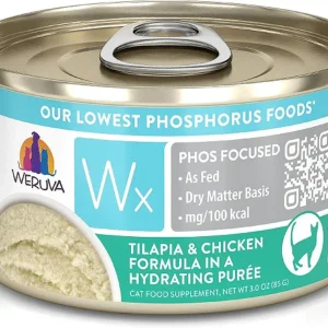 Weruva Wx Phos Focused Tilapia & Chicken Puree Grain-Free Wet Cat Food, 3 oz. 12 ct