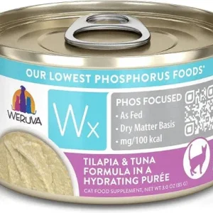 Weruva Wx Phos Focused Tilapia & Tuna Puree Grain-Free Wet Cat Food, 3 oz. 12 ct
