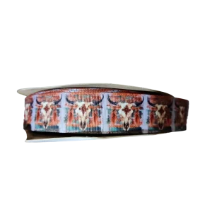 Western Bull Skull Nylon Dog Collar
