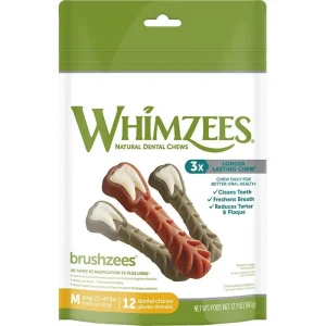 Whimzees Brushzees Medium, 12.7 oz Bag