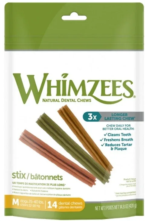 Whimzees Stix Medium, 14.8 oz Bag