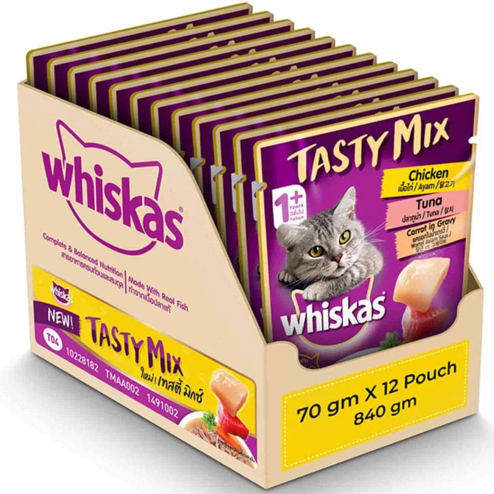 Whiskas Chicken With Tuna And Carrot in Gravy and Salmon in Gravy Meal Adult Cat Wet Food Combo - Image 2