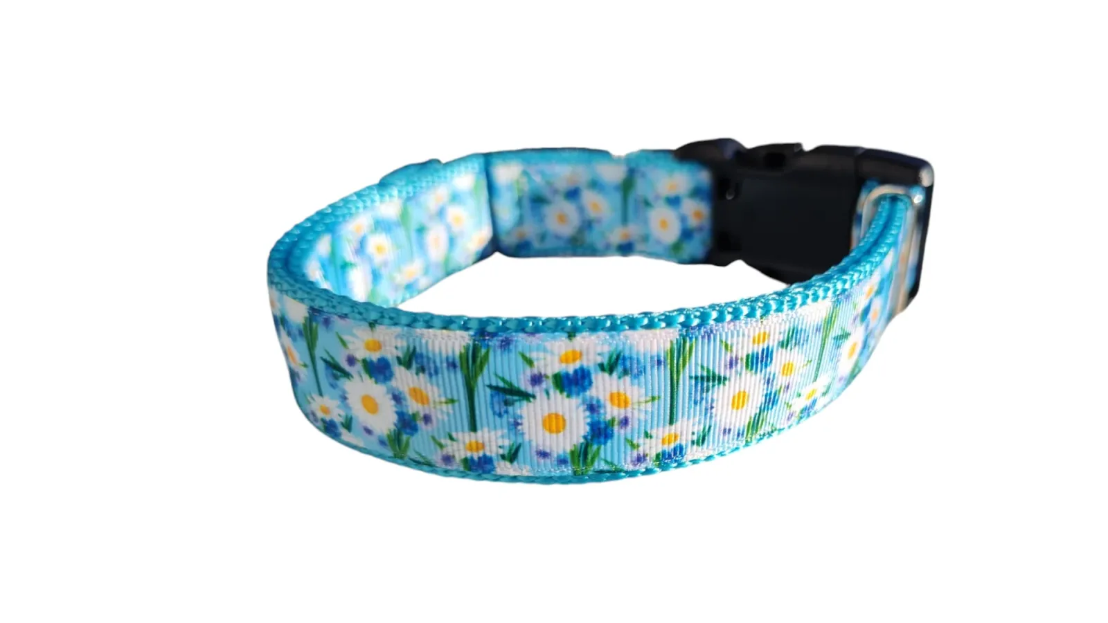 White Daisies Nylon Dog Collar